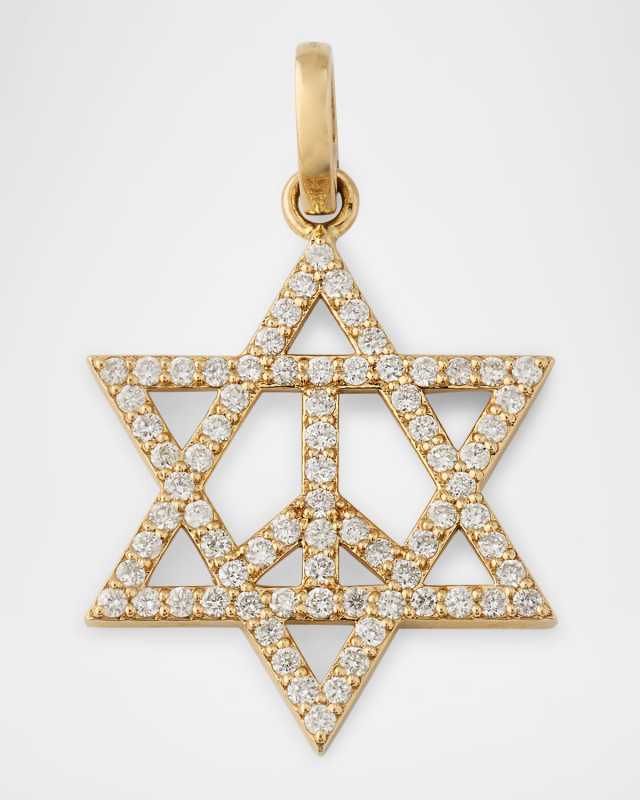 14K Yellow Gold Small Star of David Peace Charm